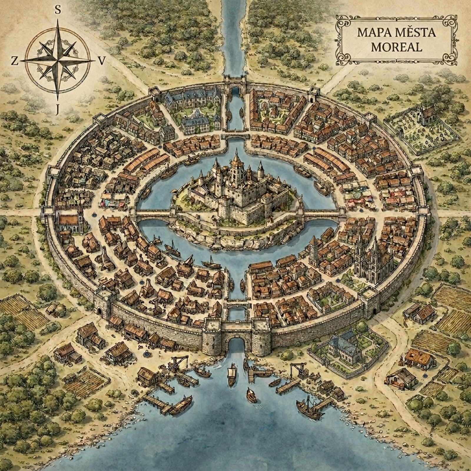 Mapa města Moreal